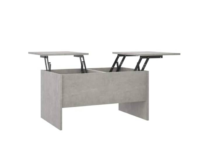 Favemtsl Couchtisch Höhenverstellbar Betongrau 80x50 cm Holzwerkstoff Praktischer Wohnzimmertisch mit anhebbarer Platte und zwei verdeckten Fächern für geordnete Aufbewahrung im Wohnzimmer.