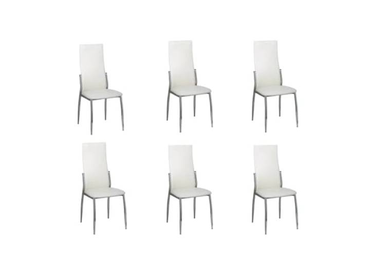 UYPTERF Esszimmerstühle 6 STK. Weiß Kunstleder Ergonomisch,Chrombeine,110 kg pro Sitzplatz,leicht zu reinigen,modernes Design