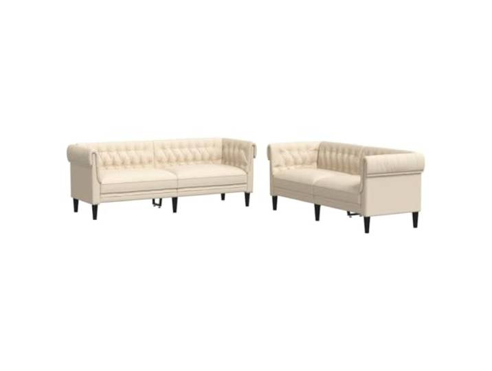 Coespram 2-tlg. Sofagarnitur Creme, 2-Sitzer und 3-Sitzer Stoffsofas Atmungsaktives Polstermöbel Set mit Schaumstoff für gemütliche Stunden im Wohnzimmer und Gästezimmer.