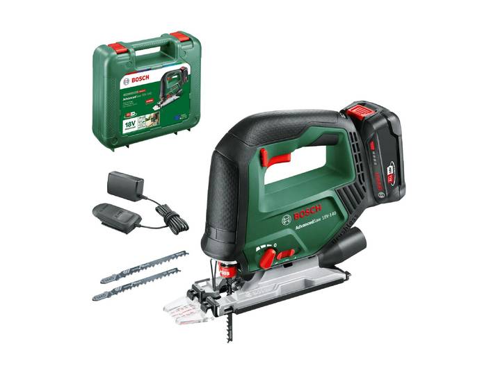 Akku-Stichsäge BOSCH AdvancedSaw 18 V-140 Set 2.0 Ah , grün (bunt), B:7,8mm H:20,2mm L:21,5mm, Sägemaschinen, Akku-Stichsäge