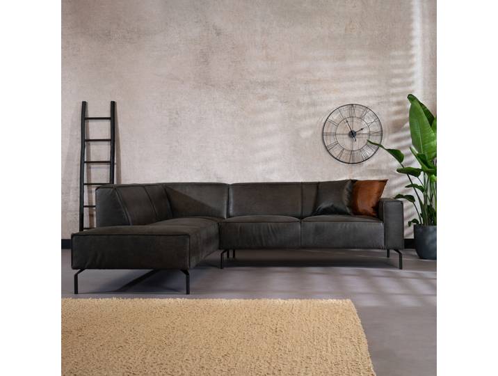 Bronx71 Ecksofa Kansas Leder anthrazit links
