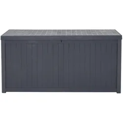 Livingandhome Wasserdichte Gartenbox für Auflagen, Grau, abschließbar, mit Griffen