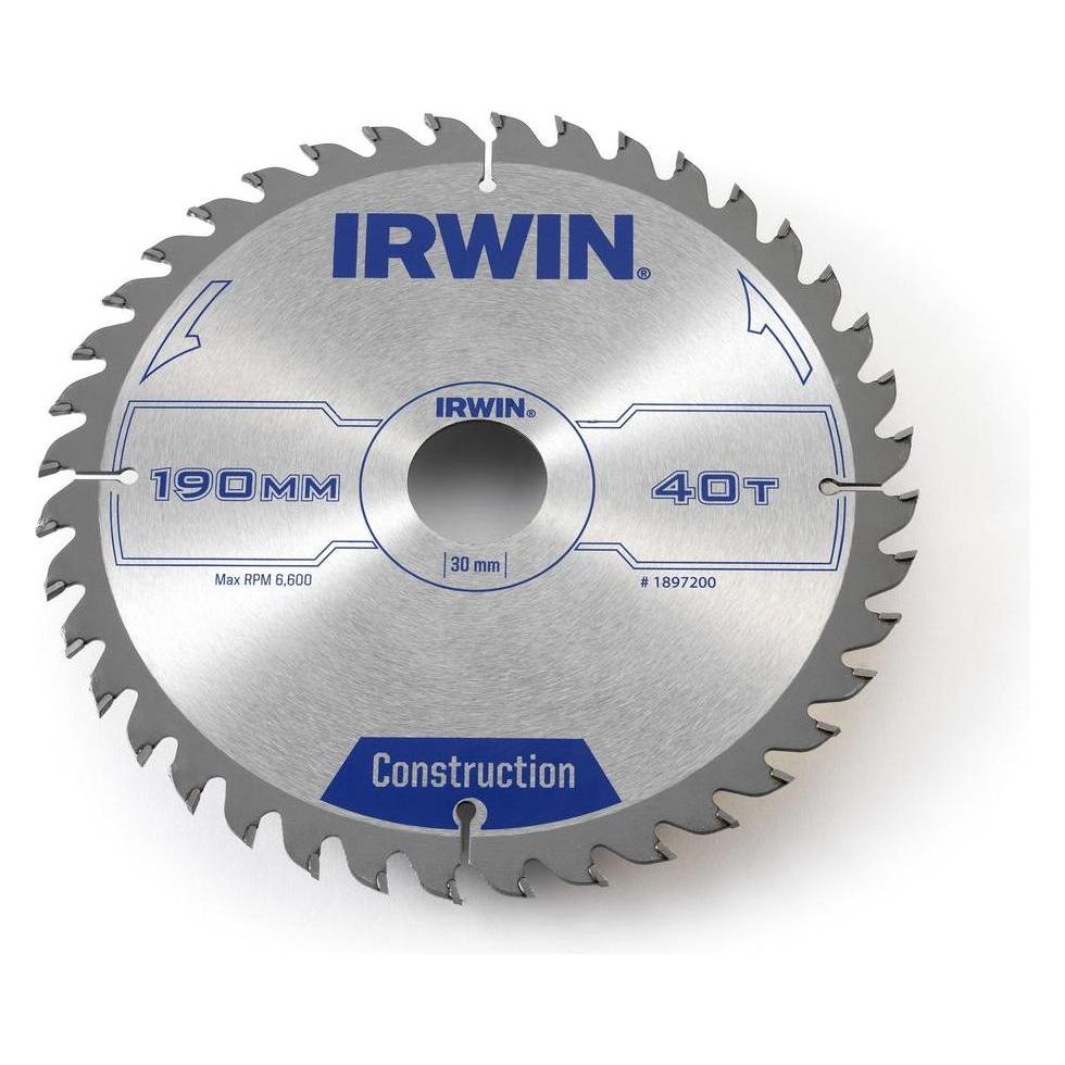 Irwin IRW1897200 190 x 30 mm 40Teeth Kreissägeblatt mit ATB Mahlgrössen Zahn (1897200)