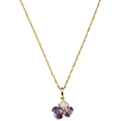 Fascination by Ellen K., F Halskette Gold 375 mit echtem Amethyst + Zirkonia