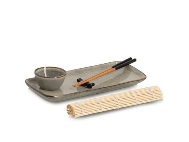 Zeller Sushi-Set, 5-TLG., Steingut/Bambus