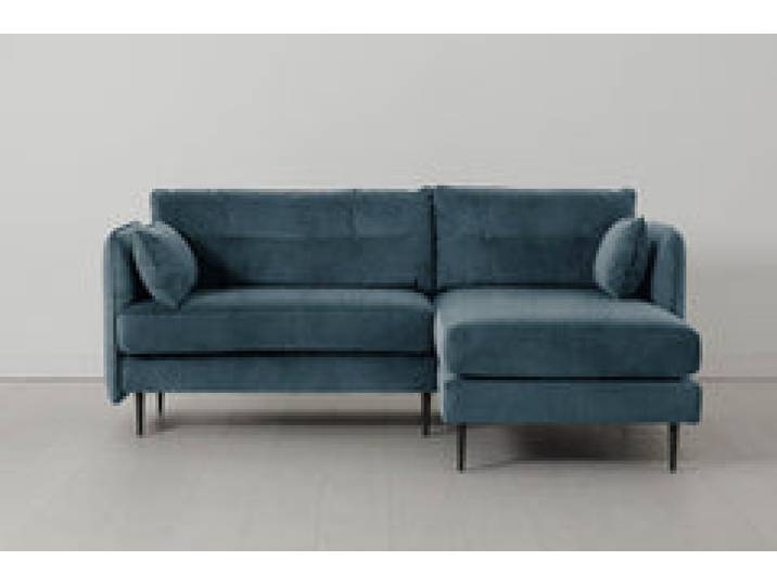Model 19 Dreisitzer Chaiselongue-Sofa (Rechts), Wasserblau