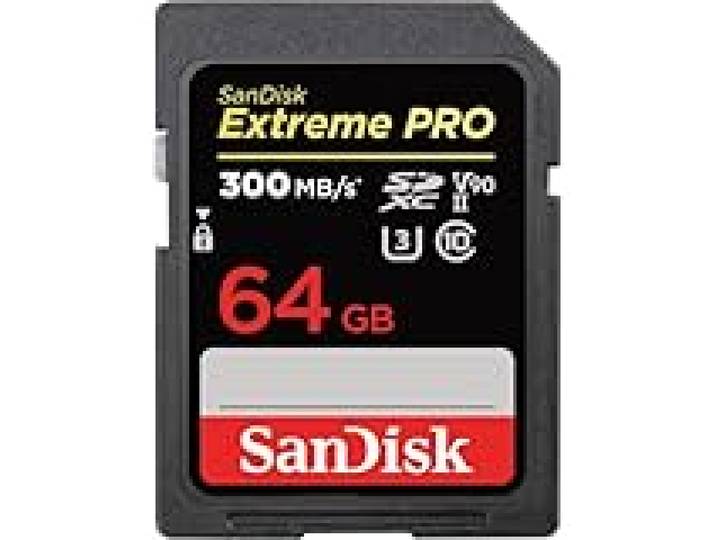 SanDisk Extreme PRO 64 Go Carte SDXC, Carte SD V90, UHS-II, 8K, 4K, Full HD Video, Vitesse de Lecture jusqu'à 300 Mo/s, l'épreuve des chocs, de la température, de l'eau et des rayons X, Class 10 U3