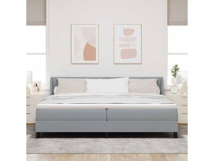KTHLBRH Boxspringbett hellgrau 200 x 200 cm Gepolstertes Kopfteil, weicher Stoff, modernes Design für Schlafzimmer