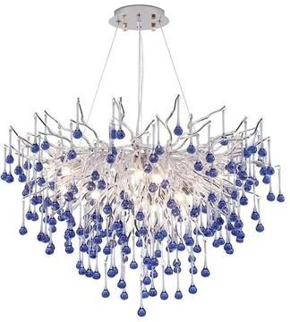 Inspired Finds Modern Crystal Branch Chandelier Pink Blue Teardrop Ceiling Light white Light blue Diameter 47.24in