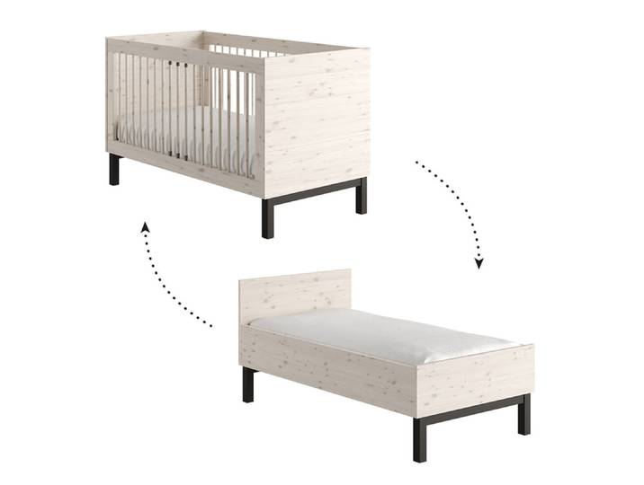 Lit évolutif 70x140 Pinio Country Bois blanchi