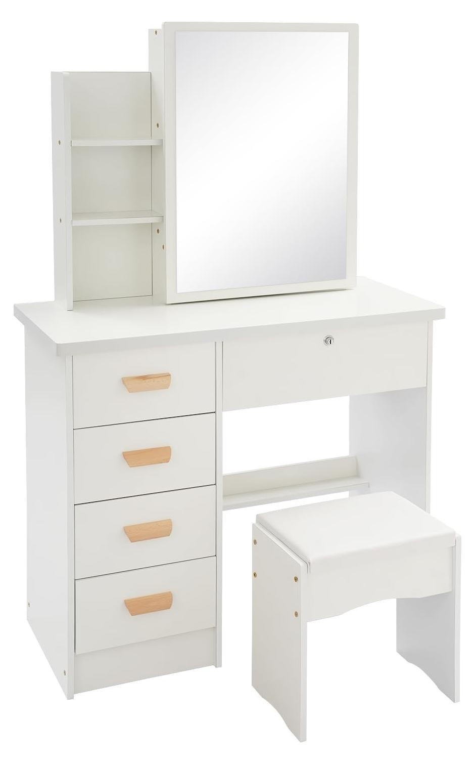 Elzusha Make-up Tafel met Spiegel en 5 Lades