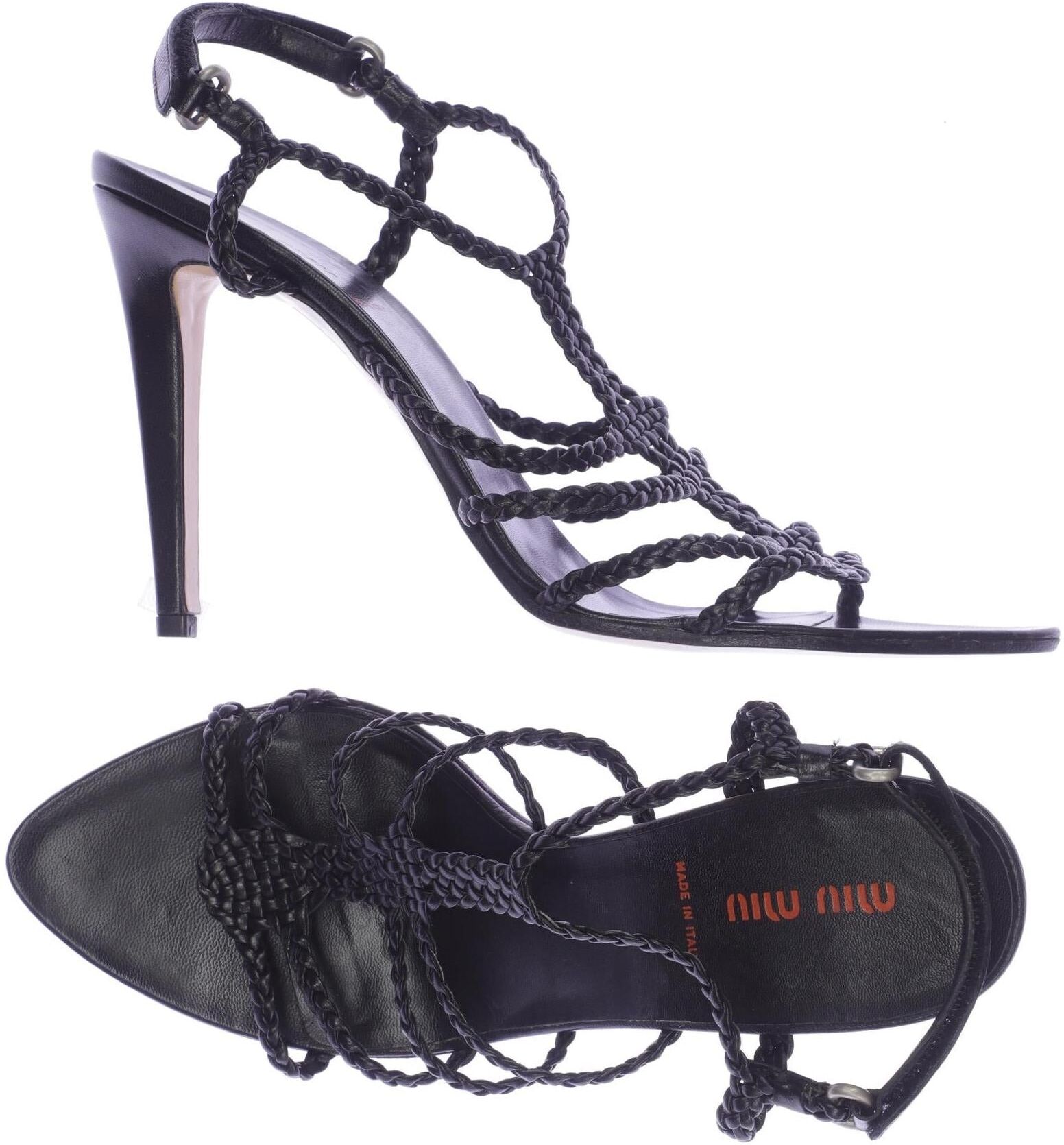 Miu Miu Damen Sandalen, Schwarz, Gr. EU 40, Leder - Second Hand