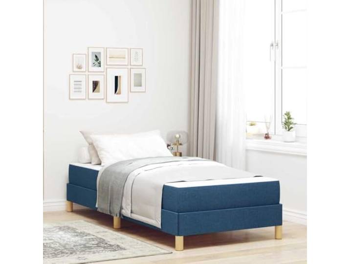 KTHLBRH Boxspringbett mit blauer Matratze 80 x 200 cm Stoffbezug, technisches Holz, modernes Design, Schlafzimmer