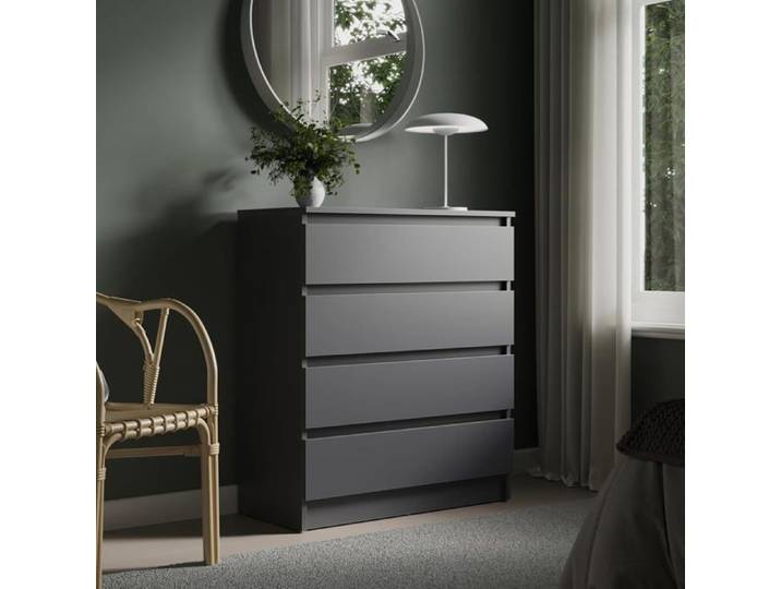 Commode de chambre 4 tiroirs - 76x35x87.3 cm - Commode style scandinave - Meuble de rangement - Anthracite