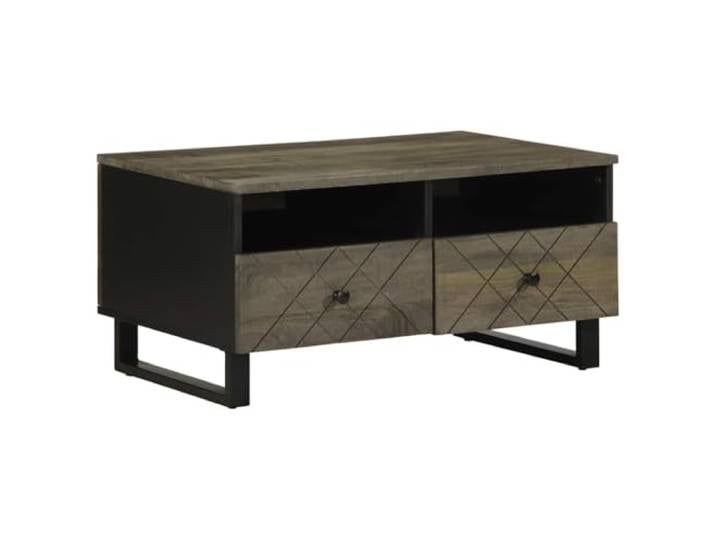 HEFZGDB Massivholz Couchtisch Schwarz 80x54x40 cm aus Mango mit Stauraum und Stabiler Tischplatte für Wohnzimmer