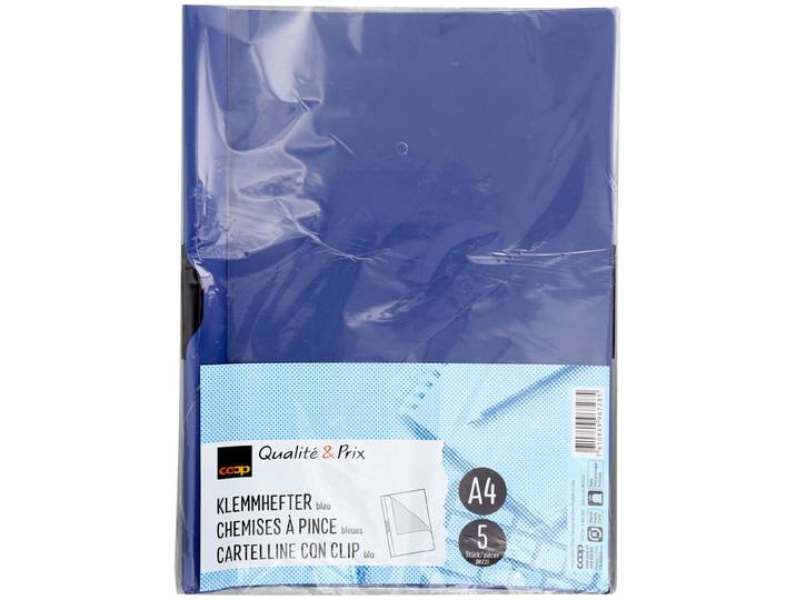 Coop Qualité&Prix Klemmhefter A4 blau 5 Stk.