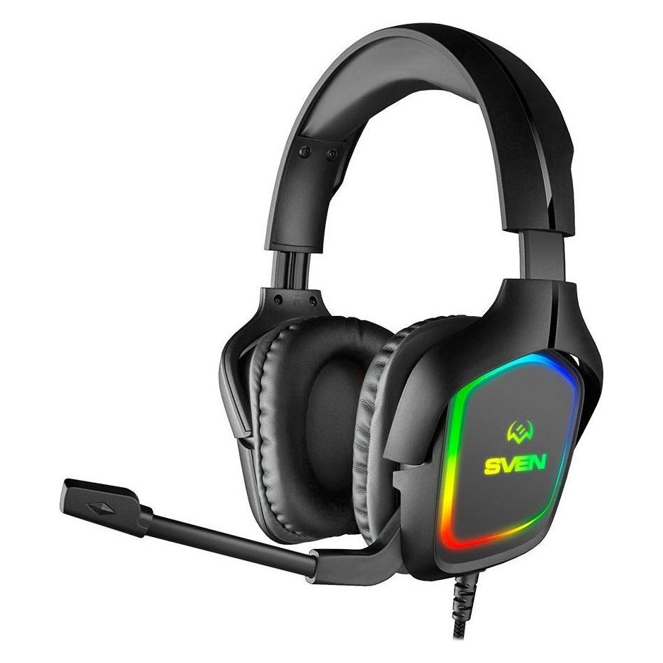 Sven Kopfhörer mit Mikrofon Gaming-Kopfhörer mit Mikrofon AP-U750MV, schwarz (USB, RGB) (Kabelgebunden) (AP-U750MV)