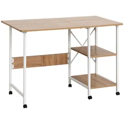 HOMCOM Klapptisch Schreibtisch Beistelltisch Mobiler Computertisch mit Rollen MDF Natur 107 x 55 x 76 cm