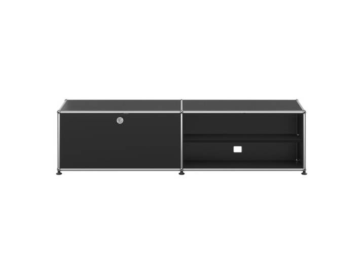 USM Haller Lowboard 2-fach breit Ausziehtür offen graphitschwarz Ausziehtür/offen mit Schloss 153x39x53 cm