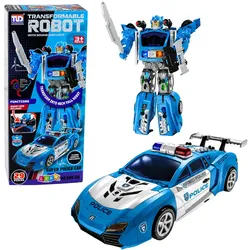 Auto Robot 2in1 Polizeiauto-Werfer Kleine Roboter mit Lichtern und Geräuschen