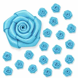 Creativery Satinrosen 2cm 20 Stück Stoffblumen zum Basteln Dekorieren Hochzeit Geschenkverpackung Blütendeko Tischdeko Handarbeit Stoffrosen Deko Türkis