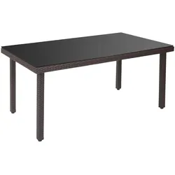 Décoshop26 - Gartentisch aus Polyrattan mit Glasplatte 160 x 90 x 74 cm braun 04_0005058 04_0005058