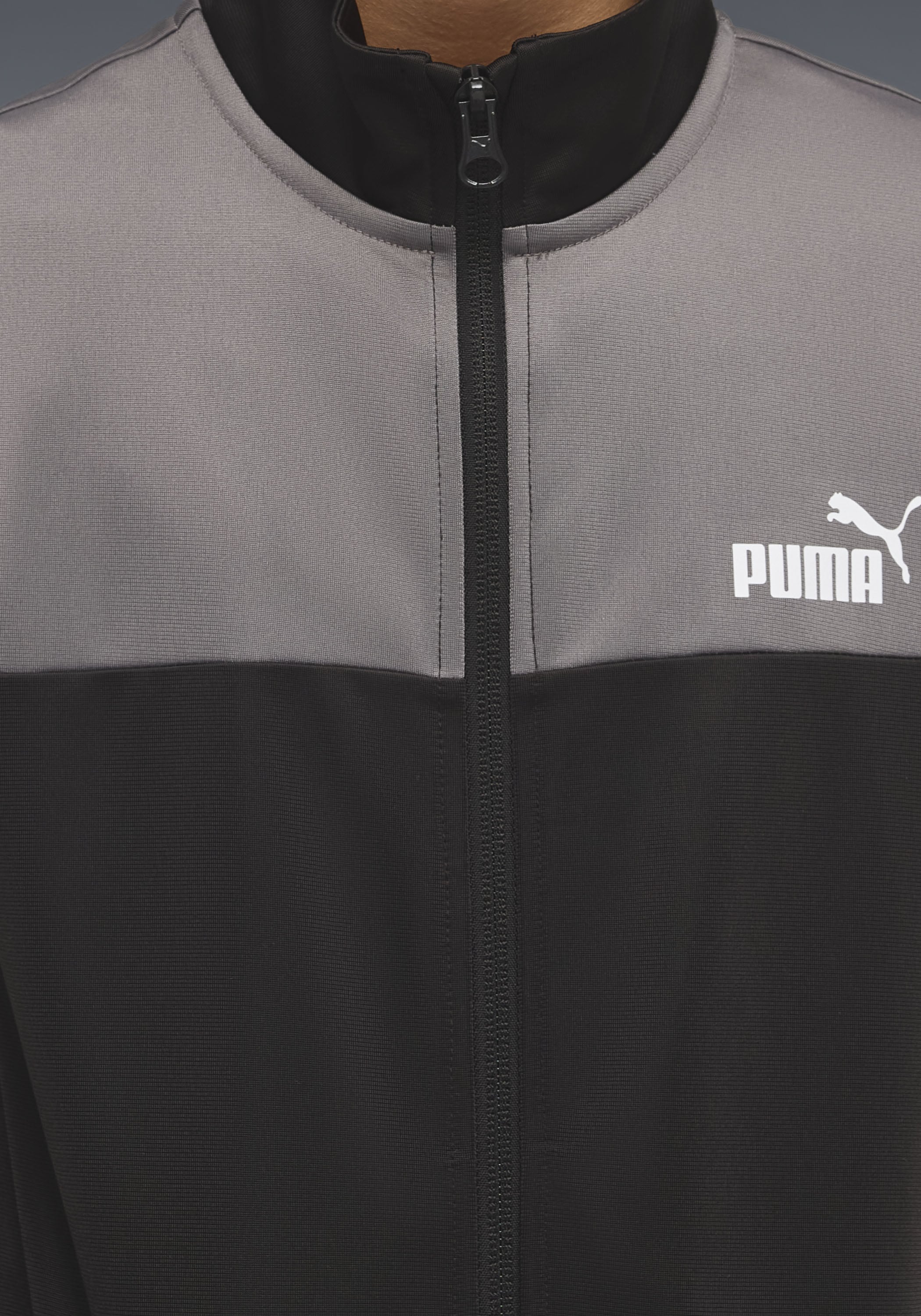 Trainingsanzug PUMA "POLY COLORBLOCK SUIT B", Jungen, Gr. 128, schwarz (puma schwarz), Trikot, Obermaterial: 100% Polyester, regular fit, Sportanzüge Trainingsanzug, ohne Kapuze puma schwarz 128