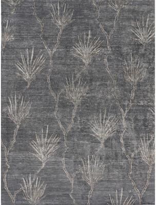 Exquisite Rugs Antique'd Silk hand-knotted Bamboo Silk Dark Gray/Gray Area Rug