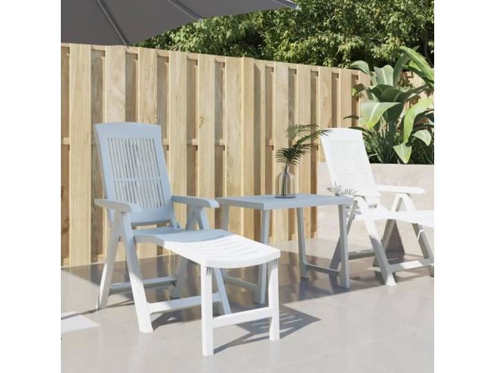 Chaise longue - blanc plastique - 60x114x110 cm