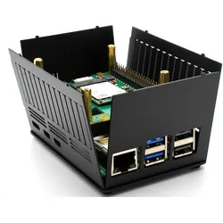 Kksb HAT Case Raspberry Pi 5, Aluminiumgehäuse, GPIO-Zugang, Wandmontage, Belüftung, schwarz, Entwicklungsboard Zubehör, Schwarz