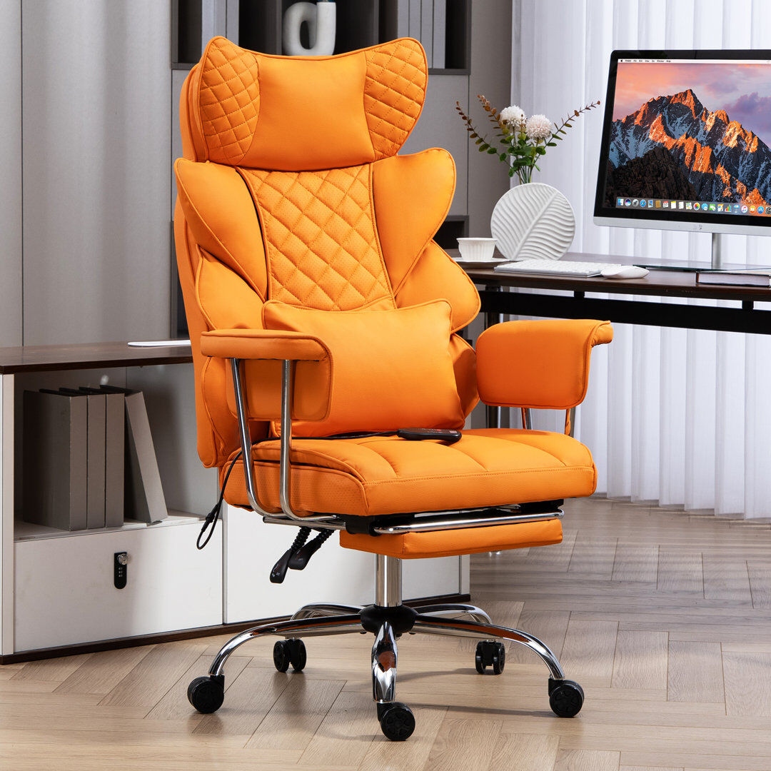 Inbox Zero Gaming Chair,office Chair With Pocket Spring Lumbar Support, Ergonomic Comfortable Wide Office Desk Computer Chair With Outward Fixed Soft Armrests An Pink 123.5cm H X 72.5cm W X 47cm D