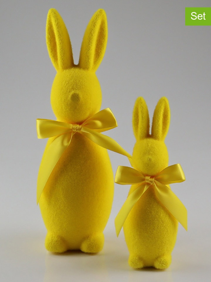 AM Design 2er-Set: Dekofiguren ''Hase'' in Gelb - onesize