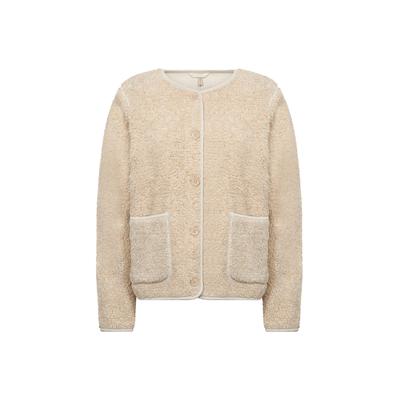 Kurzjacke SOYACONCEPT "SC-GERTRUD 3", Damen, Gr. XXL, beige (ligh sand melange combi), Strick, Obermaterial: 100% Polyester, meliert, normal, Rundhals, Jacken Kurzjacke, Kunstfaser