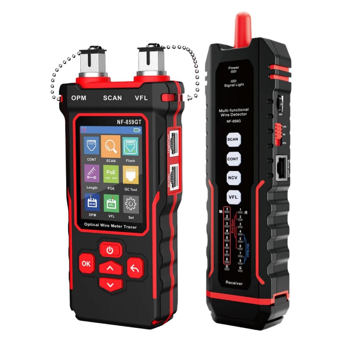 W-Star Tester kabelů RJ45 WSNF859GT, RJ45, OPM, VFL, hledačka, POE, 10v1 funkcí (Kabeltester) (WSNF-859GT)