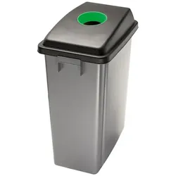 Mülleimer Orgavente OFFICE 60 aus Kunststoff 60 L quadratischer Behälter mit schwarz-grünem Auflagedeckel