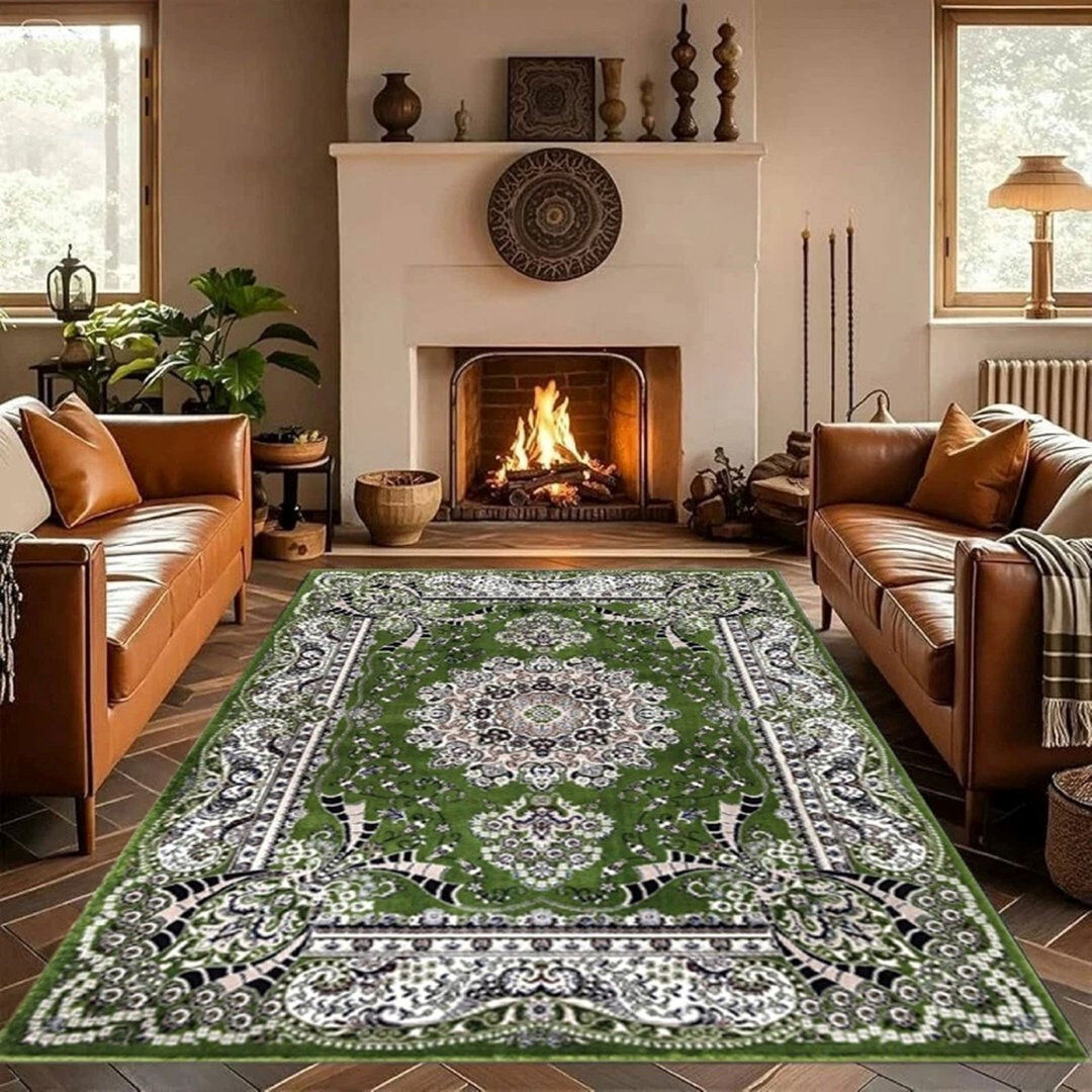 Metro Rectangle Geometric Indoor / Outdoor Area Rug Green Runner 60 x 220 cm
