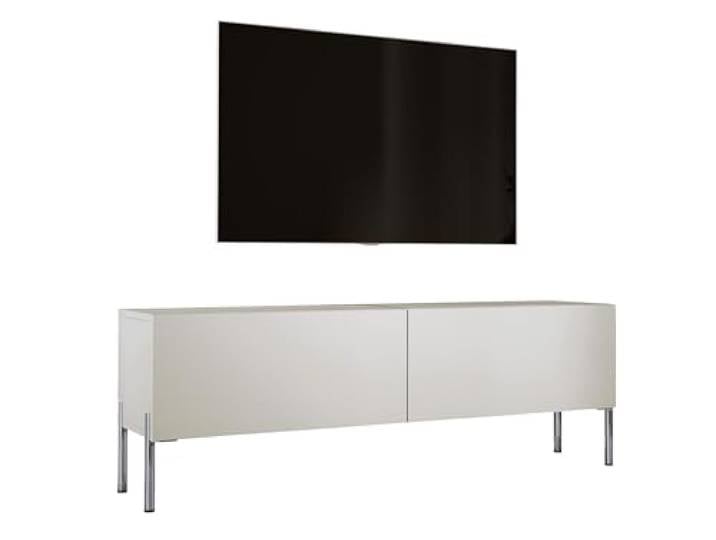 3xE Living TV-Lowboard mit Beinen 140 cm, Kaschmir mit Beinen in Chrom, 140 x 32 x 52 cm