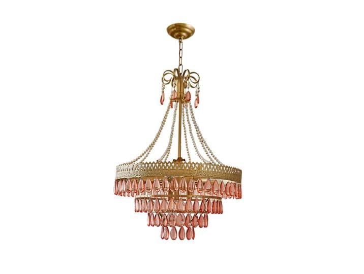 Lustre LED suspendu tendance Art Déco 2026 en cristal rose en forme de goutte d'eau pour salon