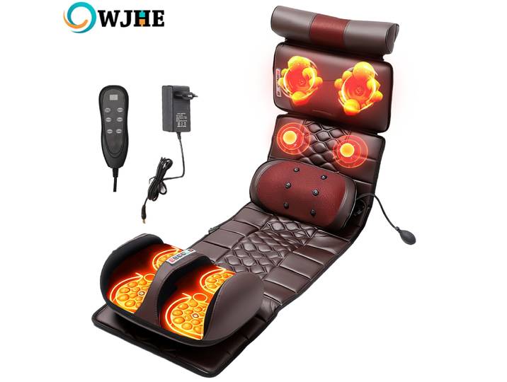 Matelas de massage électrique complet avec chauffage, commande manuelle, airbag pour les épaules, le cou, la taille, le dos, pétrissage et vibration, coussin de massage