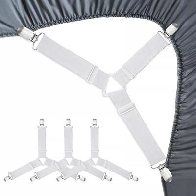 Uplift Picks Adjustable Bed Sheet Fasteners Elastic Anti Slip Mattress Clips Set Of 4 white 4 Pcs