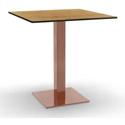 BIG Möbel GmbH Bistrotisch HPL Compact Premium | 70x70 cm Eiche Sumava Natur | Rosé-Gold-Gestell 40x40 cm