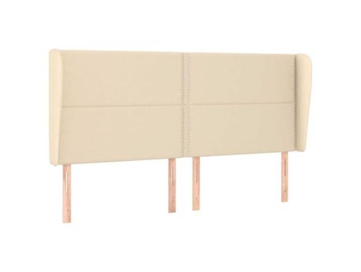 GHVBNMF Bett Kopfteil mit Ohren Stoff Polsterkopfteil Creme 183x23 cm Höhenverstellbares Polsterbett Kopfteil im Elegantem Design mit Ohrenform für Schlafzimmer, inklusive Beine aus Holz.