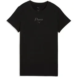 PUMA Damen Shirt ESS SCRIPT Tee, Größe L in Schwarz Schwarz