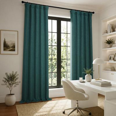 Exclusive Fabrics Textured Faux Linen Curtains Rod Pocket Single Panel (1 Panel)