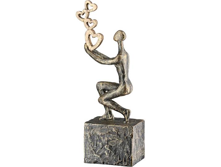 Skulptur GILDE Skulptur Person Flying Hearts , braun (bronzefarben), B:10cm H:24cm T:7cm, Kunstharz, Dekofiguren, Skulptur