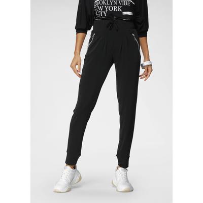 Jogger Pants LAURA SCOTT, Damen, Gr. 42, N-Gr, schwarz, Jersey, Obermaterial: 95% Polyester, 5% Elasthan, gepflegt, bequem knöchellang, Hosen, mit Reißverschlusstaschen