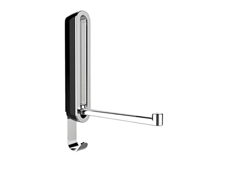 WENKO Klapphaken Premium Mod. Sigma klappbarer Wandhaken zum Anbohren mit Abrutschsicherung modernes Design stabiler Metallhaken 2,5 x 18 x 2,5 cm Schwarz