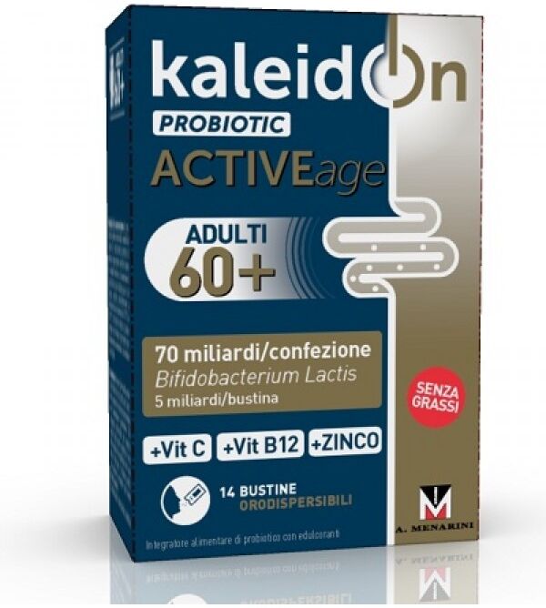 A MENARINI IND FARM RIUN Srl Kaleidon Probiotic Active Age Adulti 60+ Integratore - 14 bustine