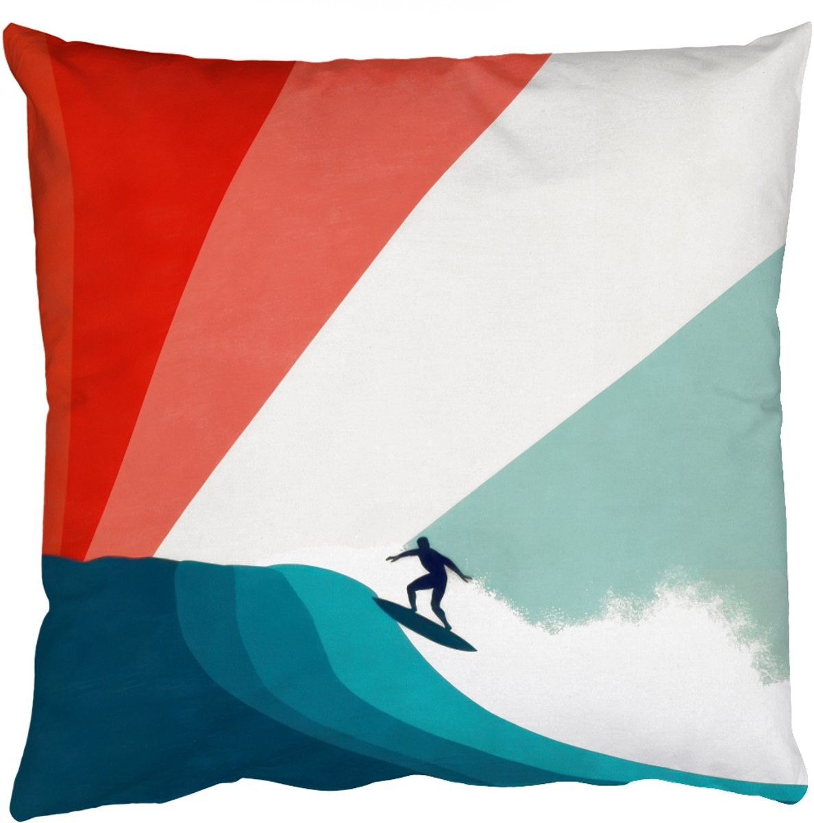 PillowMonkey Sierkussen Surfer Abstract Golven en Zonnestralen 60x60 cm