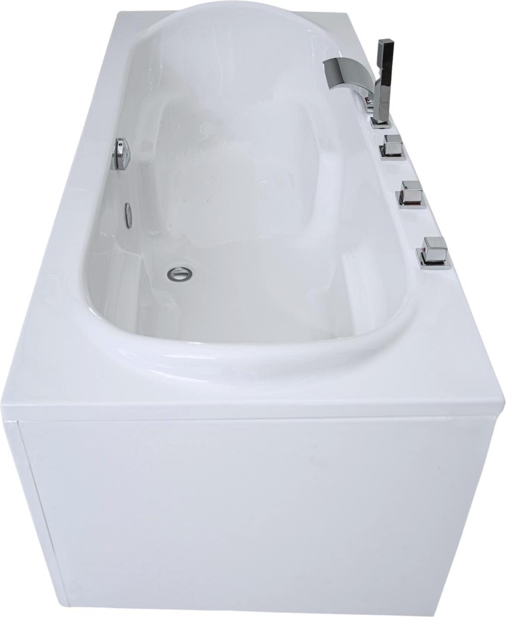 CARIBIA Rechteck Badewanne Komfort 180x80 Wasserfall Armaturset, Füße, Ablaufgarnitur und 2x Kopfkissen GRATIS